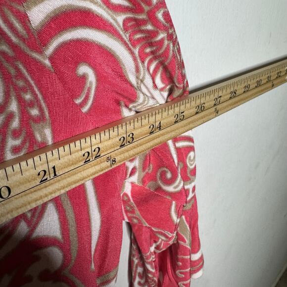 Chicos Travelers Coral Paisley Print Asymmetrical Hem Tunic Top Sz 4 XL Stretch - Picture 3 of 7